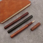 Resim 1 adet Sedef Çeşme Kalem, 0.5mm İnce Uç, Ahşap Gövde, Döner Kapağı, Elegant İş Ofisi Yazı Kalemı Erkek ve Kadınlar için 