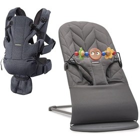 Resim Babybjörn Bliss Ana Kucağı Petal Cotton Oyuncaklı / Anthracite & Babybjörn Kanguru Move 3d Mesh / Anthracite 