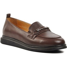 Resim Ayakmod 44280 Kahve Hakiki Deri Kadın Loafer Ayakkabı 001 