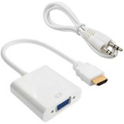 Resim HDMI TO VGA DÖNÜŞTÜRÜCÜ + SES KABLOSU BEYAZ 