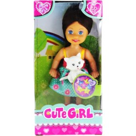 Resim MCM Group Cute Girl Kedi Figürlü Kumral Mini Bebek 