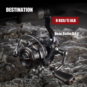 Resim 1 adet DESTINATION HS Spin Olta Makinesi - 7+1BB Drag Sistemi, 8 KG/17.6 LB Drag, 5.2:1 Dişli Oranı, Çift El Kullanımına Uygun, Tuzlu Su & Tatlı Su için Pürüzsüz Atış, Hafif & Dayanıklı, Siyah, Taşıma Çantalı, Offshore, Tatlı Su için 