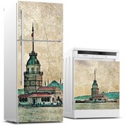 Resim Jasmin2020 Kız Kulesi Vintage Buzdolabı Ve Bulaşık Makinası Sticker Kaplama Etiketi 