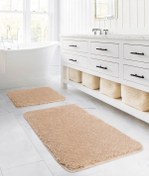 Resim Koza Home Koza Home Segura Peluş Bej Kaydırmaz Taban Banyo Paspası Bej 