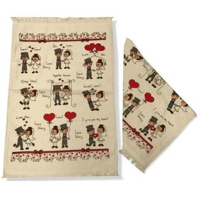 Resim Durul 40X60 Baskılı Düğün Temalı Havlu 6 Lı Paket 