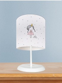 Resim Mekta Home Bebek Ve Çocuk Odası Örgülü Saçlı Prenses Kız Desenli Abajur 