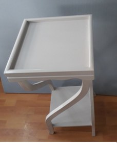 Resim Fiskos Çiçeklik 4ayak Model Parlak Ihlamur Ağacı Ayak Parlak Beyaz Mdf Tabla El Yapım 