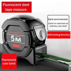Resim 5 metre yüksek hassasiyetli otomatik kilitli çelik ölçü bandı - floresan kaplama, lazer sprey kodu, güçlü ve aşınmaya dayanıklı dekoratif ölçü bandı, inşaat sahası ölçü bandı, ev ölçü bandı, kullanımı kolay 