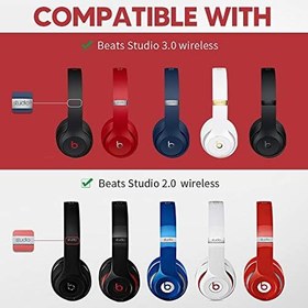Resim Beats Studio 3 Kulak Pedleri, Yedek Protein Deri Kulak Pedleri Bellek Köpüğü Kulak Yastığı Bardak Tamir Parçaları Beats Studio 3 Studio 2 Kablosuz Kablolu Kulaklık Dr.Dre tarafından (Mavi) 