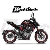 Resim Cfmoto Nk250 2024-2025 Yeni Kasa Parçalı Kaplama Sticker Etiket Modeli Siyah - Kırmızı Renk Reality Venom Tasarım 