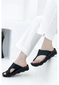 Resim Voga 1742 Siyah Çatlak Comfort Anatomik Casual Parmak Arası Kadın Terliği 001 