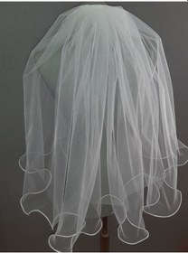 Resim Suzanna Moda 60 Cm Boy 3mt Eni Tek Kat Uçları Şerit Bukleli Dalgalı Taraklı Hayal Tül Gelin Duvağı Kırık Beyaz 