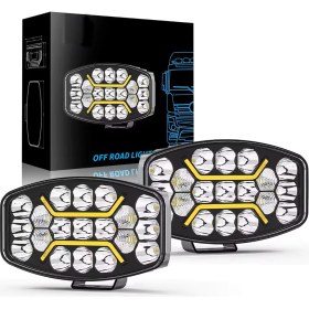 Resim 10'' Beyaz-Turuncu LED Çalışma Lambası Uyumlu Spot Projektör + Tır Kamyon Road 12-24VOLT (1 Adet) 