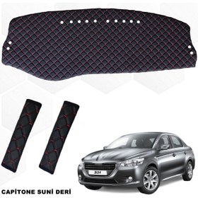 Resim caraks Peugeot 301 Göğüs Halısı+kemer Konforu 1.kalite Siyah-kırmızı Uyumlu 