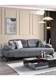 Resim Yıldız Sırt Mekanizmalı 3 Adet Üçlü Kanepe & 3'lü Koltuk 3+3+3 - Koyu Gri Koyu Gri 