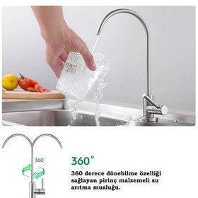 Resim Sumarkt Su Arıtma Cihazı Için Sus304 Paslanmaz Fırçalanmış Deve Boyunlu Avrupa Lüks Musluk 