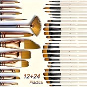 Resim 36 adet Profesyonel Boyama Fırçaları Çeşitli Özellikli Set Temel Gereksinimleri Karşılamak İçin Yağlı Boyama Gouache Boyama Akrilik Boyama Graffiti DIY Üretim Fırçaları 