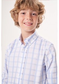 Resim Bisse Regular Fit Yaka Düğmeli Mavi Erkek Çocuk Gömlek Gm23y231169 D35 Mavi 
