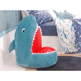 Resim SHIVA Gift&More Shark Köpek Balığı Şeklinde Dekoratif Puf Oturak Peluş Çocuk Koltuğu 60 cm X 70 cm 