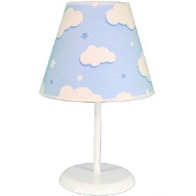 Resim Şenay Aydınlatma Çocuk Odası Konik Kumaş Abajur-Mavi Bulut Mavi 