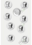 Resim Atatürk İğneli 8'Li Buton Rozet 58 MM 82142116 Çok Renkli 