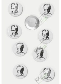 Resim Atatürk İğneli 8'Li Buton Rozet 58 MM 82142116 Çok Renkli 