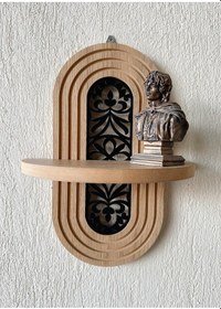 Resim Ahşap Mdf Ortası Desenli Duvar Rafı - Çiçek Desen 