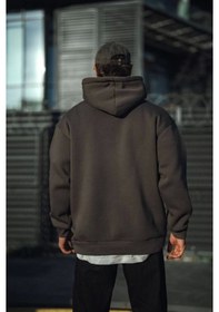 Resim Modi Green Erkek Sokak Stili Antrasit Üç İplik Penye Kapüşonlu Basic Sweatsh 2XL 