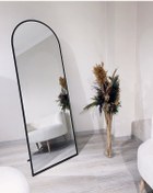 Resim Ersan Dizayn Metal Çerçeve Oval Ayaklı Boy Aynası Siyah 65 x 180 CM Siyah 