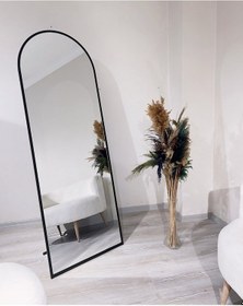 Resim Ersan Dizayn Metal Çerçeve Oval Ayaklı Boy Aynası Siyah 65 x 180 CM Siyah 