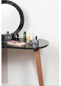 Resim Eva Makyaj Masası Aynalı Makyaj Masası Siyah Şifonyer Rose 