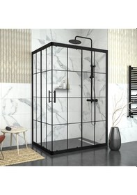 Resim Tekno Duş Black Rigel 6mm Karolajlı Dikdörtgen Duşakabin Beyaz 