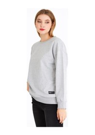 Resim Comeor Kadın Gri Basic Bisiklet Yaka Regular Fit Rahat Sweatshirt 001 