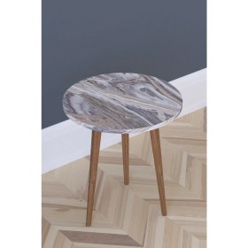 Resim Remaks Barcelona Fiskos Çay Sehpası Yan Sehpa Servis Sehpası Saksılık - Gri Mermer 