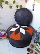 Resim Ottoman Pouffe El Yapımı Hakiki Kuzu Deri Iskandinav Bahçe Balkon Bungalov Puf Yer Minderi Ikili 60ve40cm(DOLGUSUZ) 