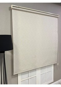 Resim Lüks Güneşlik Düz Stor Perde Krem Krem 