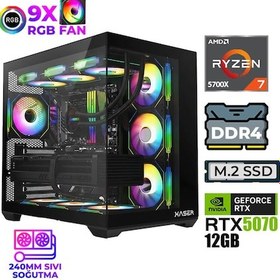Resim Xaser Master X5 R7-5700X 32 GB 1 TB M.2 NVMe SSD 12 GB RTX5070 Free Dos Masaüstü Oyuncu Bilgisayarı 