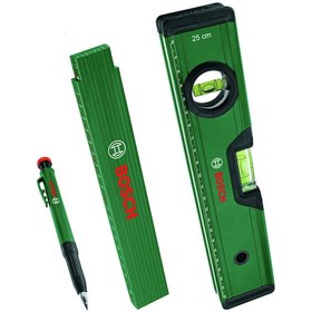 Resim Bosch Su Terazisi - Katlanır Metre - Kalemli İşaretleme Seti - 1600A02W7S 