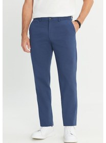 Resim AC&Co / Altınyıldız Classics Erkek Indıgo Pamuklu Comfort Fit Rahat Kesim Yan Cepli Armürlü Esnek Pantolon İndigo 