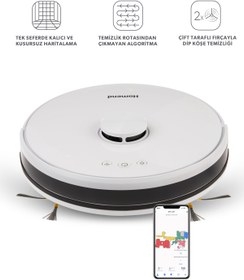 Resim HOMEND Alex Laser 1281H Lazer Akıllı Robot Süpürge Beyaz 2in1 Moplu Haritalamalı 