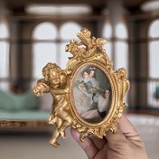 Resim Zarif Barok Tarzı Altın Reçine Oval Fotoğraf Çerçevesi - Sanat Tasarımı Hafif ve Duvara Asılabilir, Düğün ve Ev Dekoru 
