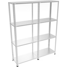 Resim Çelikrafburada 4 Katlı 2 Li Bitişik Çelik Galvaniz Arşiv Rafı Depo Rafı Kiler Rafı 31x60x150 Dx51 Kalite Gümüş 