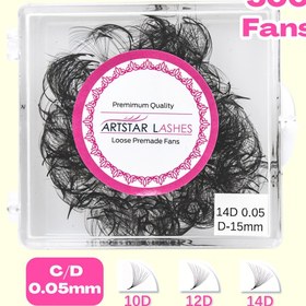 Resim 500 Fan Gevşek Fan Kirpikleri Uzatma 10D 12D 14D 8-15mm Kalınlık 0.05mm Sivri Taban Önceden Yapılmış Orta Sap Keskin İnce Rus Hacimli Kirpik 