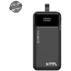 Resim 30000 Mah 22.5w Turbo Şarj Dahili Kablolu Dijital Led Göstergeli Pd Ve Qc 3.0 Powerbank Mt4330 Siyah 