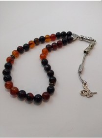 Resim Kızıl Kahve Akik Taşı Tespih / Doğaltaş Tespih 