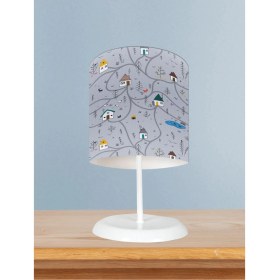 Resim Bebek ve Çocuk Odası Küçük Evler ve Yol Desenli Abajur 