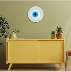 Resim Minimalist Antik Beyaz Nazar Boncuğu El Yapımı Ahşap Büyük Nazarl 