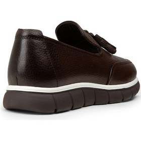Resim Deery Erkek Kahverengi Hakiki Deri Püsküllü Loafer - 02048mkhve01 