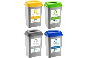 Resim PremiumPort Büyük Boy 50 Lt Plastik Geri Dönüşüm Atık Kutusu, 4 Adet Set 