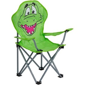 Resim Çocuk Kamp Sandalyesi Katlanabilir Sandalye Kamp Piknik Timsah 60 x 36 x 36 CM Yeşil 
